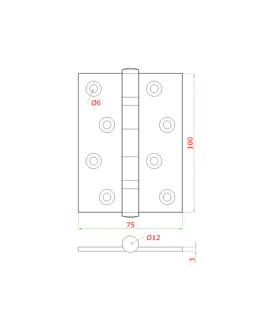 EB1-ZP201 nerezové pánty 2ks, 100x75x2.5mm, max. nosnosť: 70 kg, brúsená nerez K320 /AISI304