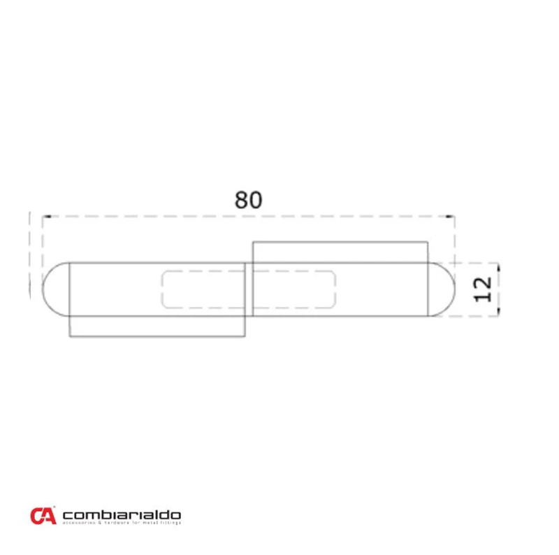 C109IX/80 - nerezový pánt dvojdielny 80x12mm /AISI304