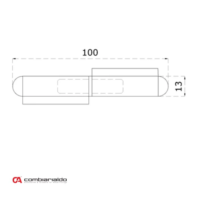 C109IX/100 - nerezový pánt dvojdielny 100x13mm /AISI304