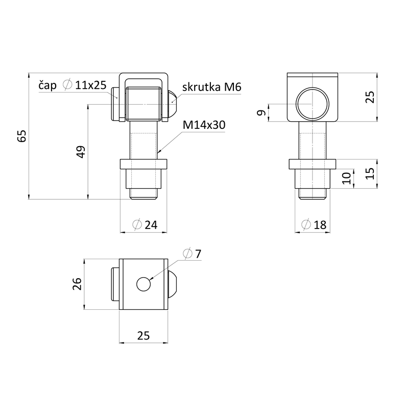 EB1-ZA14 - Navárací záves M14, otvárateľný 90°, nastaviteľný 1D, brúsená nerez / AISI 304