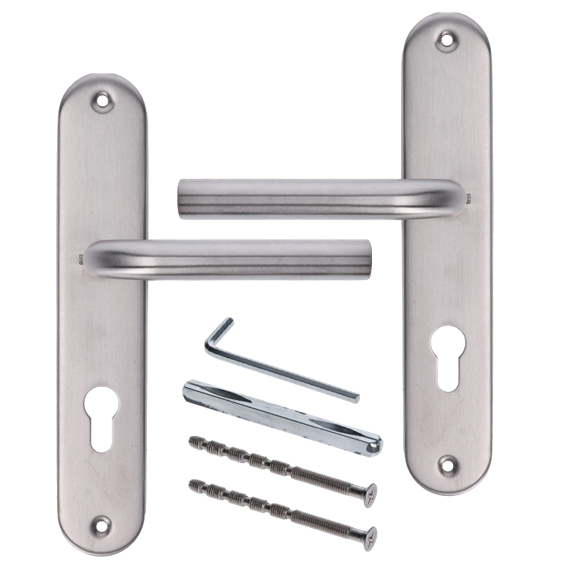 EB1-KSO1 štítová kľučka (pár) na oválnych štítoch, balenie: 2ks štítová kľučka, brúsená nerez K320 / AISI304