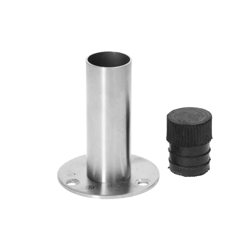 EB1-KDR8 nerezový doraz dverí s gumou 78x50mm, (ø22mm), brúsená nerez K320 /AISI304