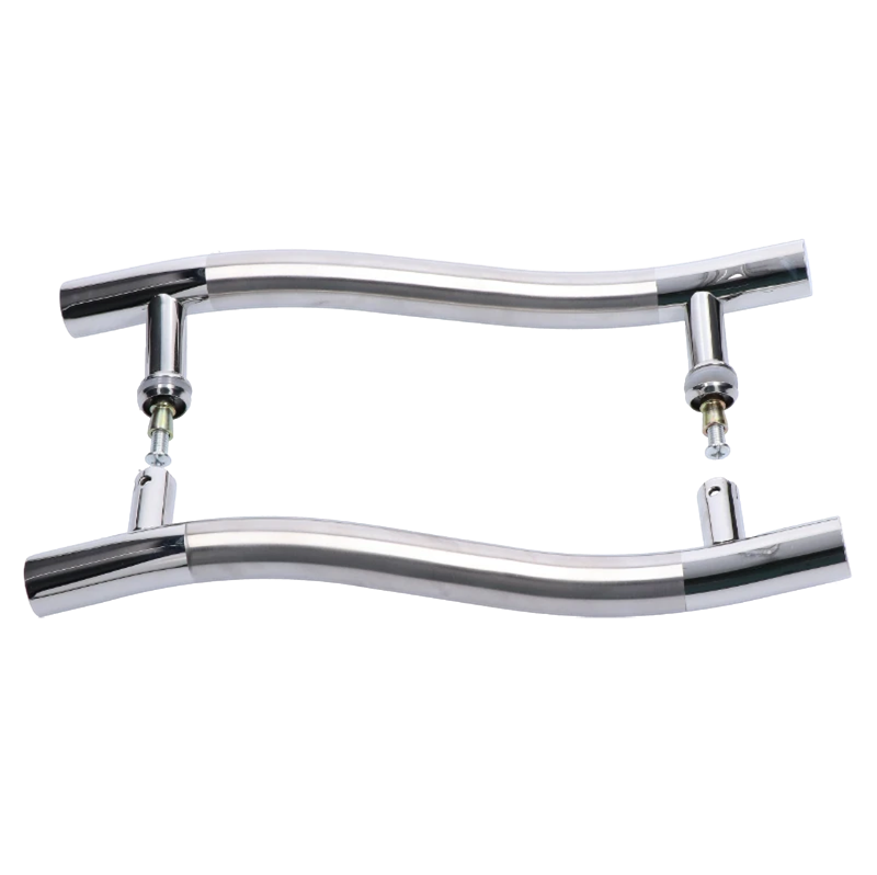 EB1-DM31 - nerezové madlo na dvere (355mm / ø 25mm), na sklo 8-12mm, leštená / brúsená nerez K320 /AISI304