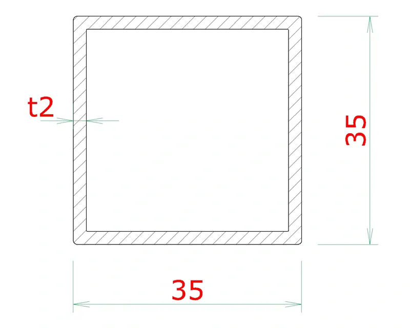 EB1-JK35 Profil uzatvorený 35x35x2mm, brúsená nerez K320 /AISI304, cena za kus - 5m