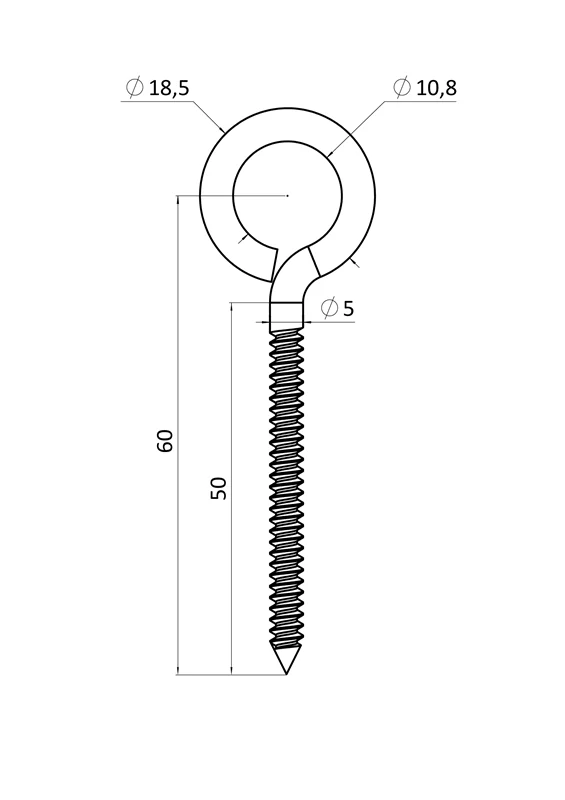 EB1-OD - Úchyt do dreva pre držiak lanka, oko ø12mm, nerez AISI304