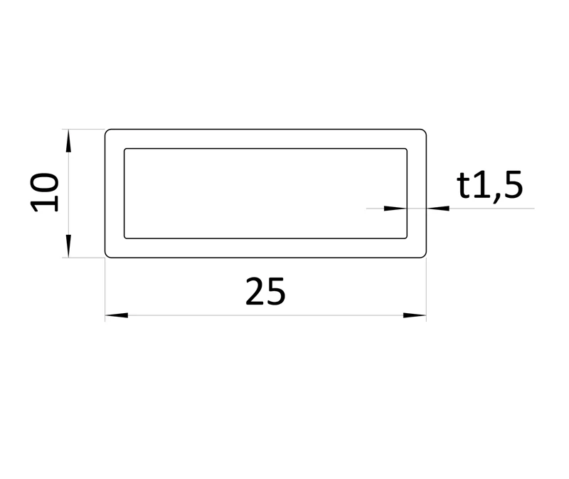 EB1-JK25x10-3 Profil uzatvorený 25x10x1.5mm, brúsená nerez K320/AISI304, 3m