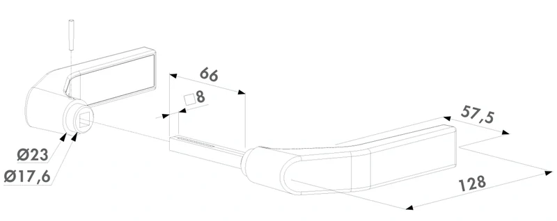 3006G LOCINOX® polyamidová kľučka, materiál: polyamid (čierny), hriadeľ 8x8x66 mm, cena za PÁR