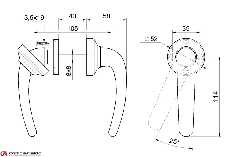 C359 kľučka Polyamid, na profil 40mm, pár
