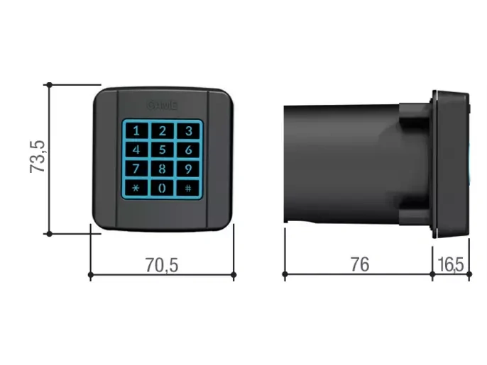 CAME 806SL-0290, SELT2BDG - zápustná kódová klávesnica s modrým podsvietením, CXN BUS zbernica
