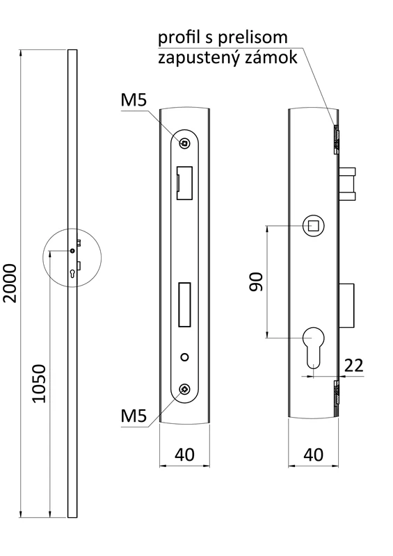 KZK4420HZN-90 Profil 40 x 40 x 1,5 x 2000 mm, rozteč 90 mm, pozinkovaný