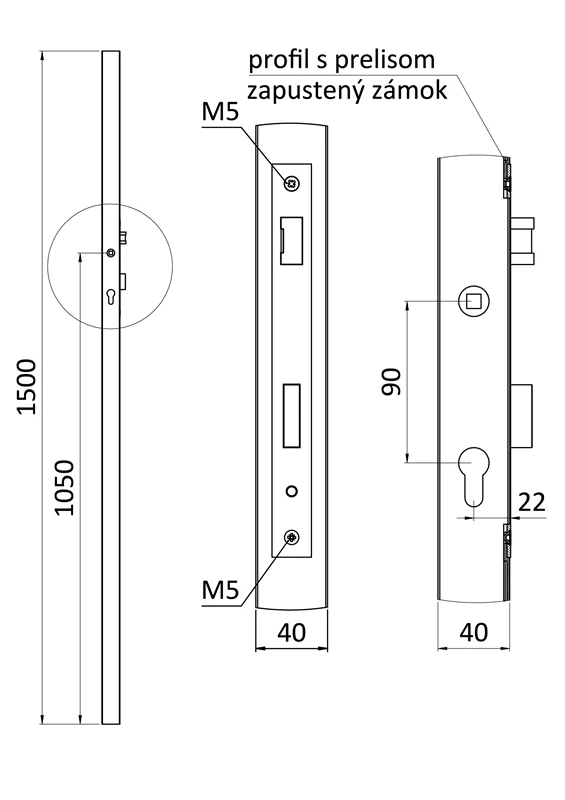 KZK4415HZN-90 Profil 40 x 40 x 1,5 x 1500 mm, rozteč 90 mm, pozinkovaný