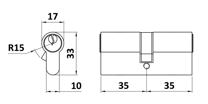 VL71N Cylindrická vložka EURO 35/35 mm, niklová, 3 kľúče