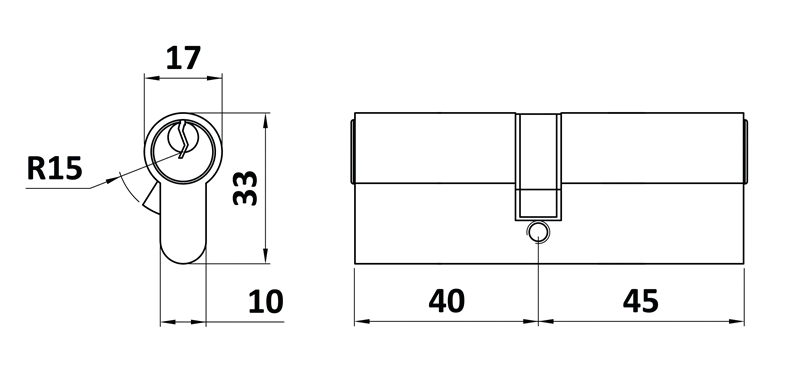 VL90N Cylindrická vložka EURO 40/50 mm, niklová, 3 kľúče