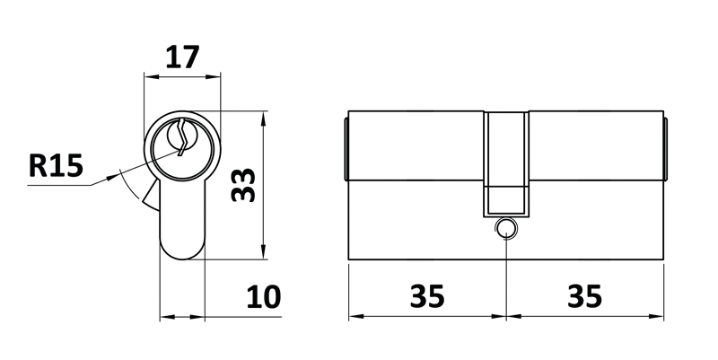 VL71 Cylindrická vložka EURO 35/35 mm, mosadzná, 3 kľúče