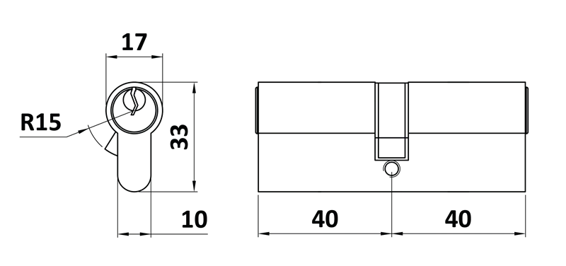 VL80N Cylindrická vložka EURO 40/40 mm, niklová, 3 kľúče