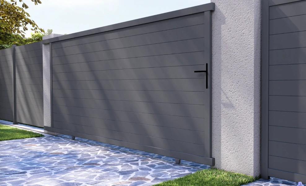 AL-BR-SLI-1-SETKEY Posuvná hliníková brána 4000 x 1862 mm s pohonom TU4324KSD