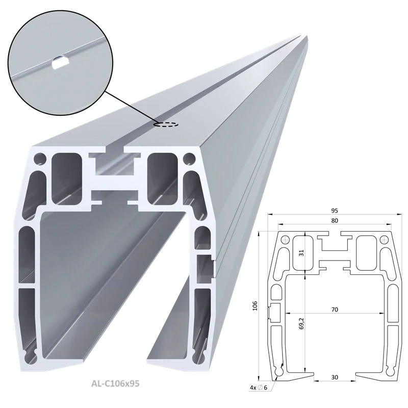 W Set106AL/310 Samonos do 360 kg/6 m, profil 95 x 106 mm, hliník