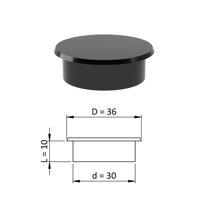 ZDO36x30WHITE Vnútorná krytka guľatá ø 36 mm, otvor ø 30 mm, biela, plast