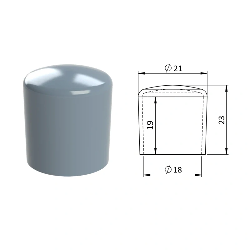 ZZO18 Vonkajšia krytka PVC ø 21 x 23 mm, otvor 18 x 19 mm, čierna