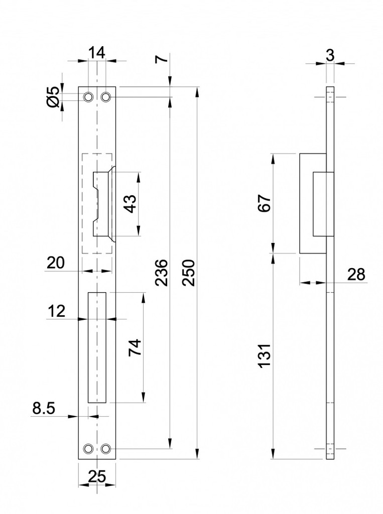 EZ332 - Zámok elektrický dverný s lakovanou lištou a odlbokovaním, 6-14V, AC/DC