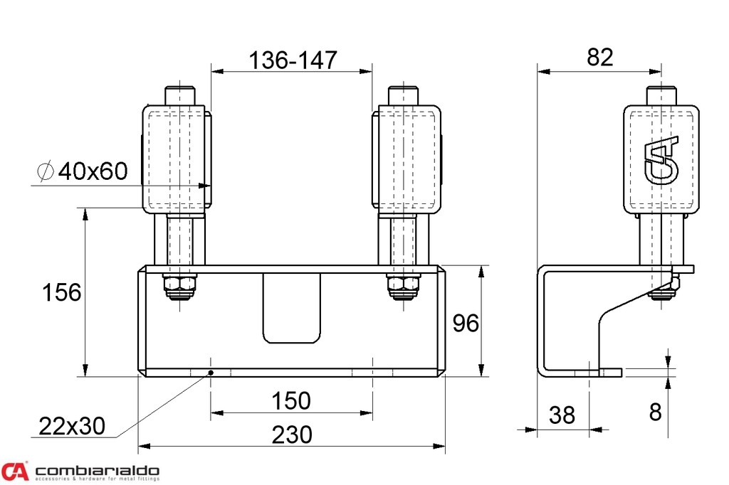 C470G - Vodítko pre samonosný systém, 2 kolieska s krytmi