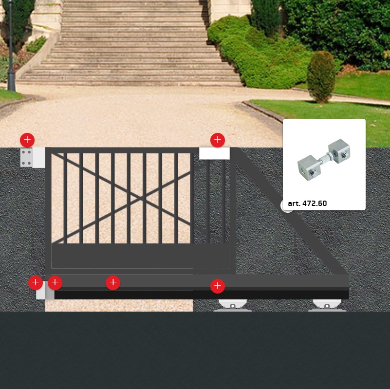C472 napínak Combi Arialdo pre samonosné brány, R: 50-100mm