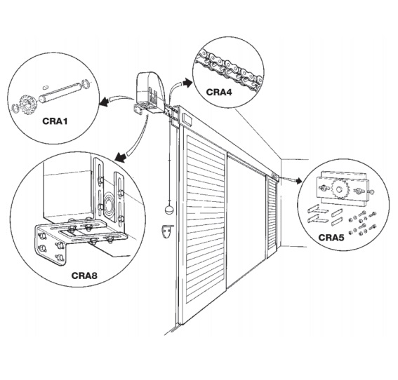 NICE CRA1 - hriadeľ priemeru 25,4mm s 18 zubovým ozubením