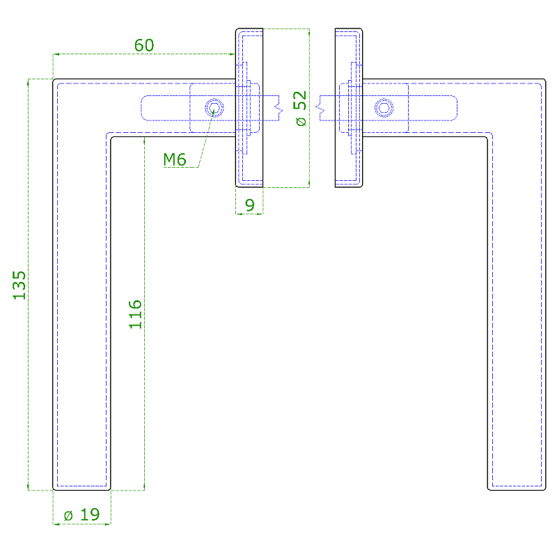EB1-KLD04 - kľučka nerezová (pár) bez dolnej rozety, balenie: 2ks kľučka + príslušenstvo k montáži, brúsená nerez K320 /AISI304
