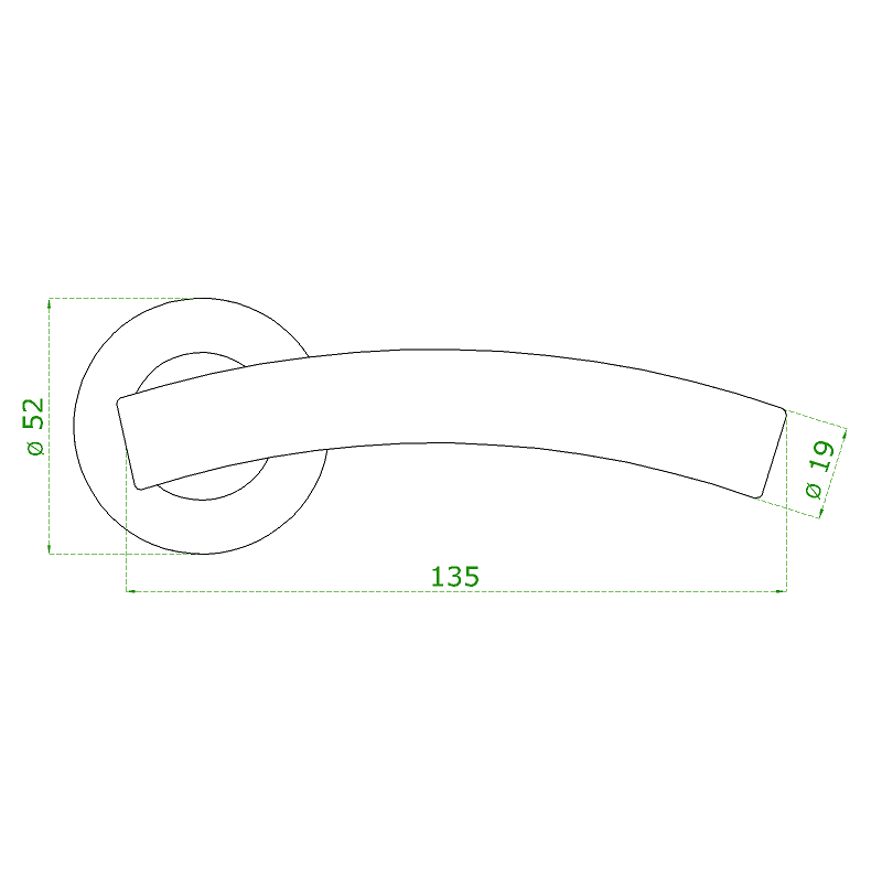 EB1-KLD23 kľučka nerezová (pár) bez dolnej rozety, balenie: 2ks kľučka + príslušenstvo k montáži, brúsená nerez K320 /AISI304
