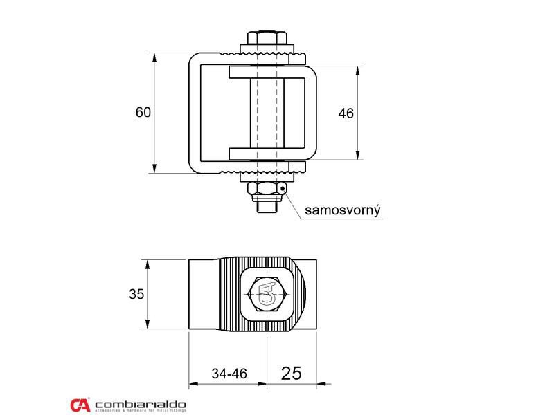 C370G Combi Arialdo navárací záves M10x85mm, otvárateľný 90°, nastaviteľný 1D, pozinkovaný