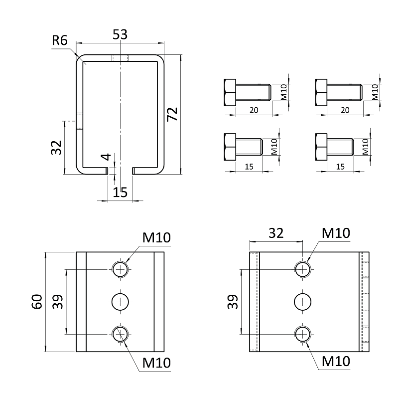 C330M Spojka pre profil C920M závesného systému KVN gate systems