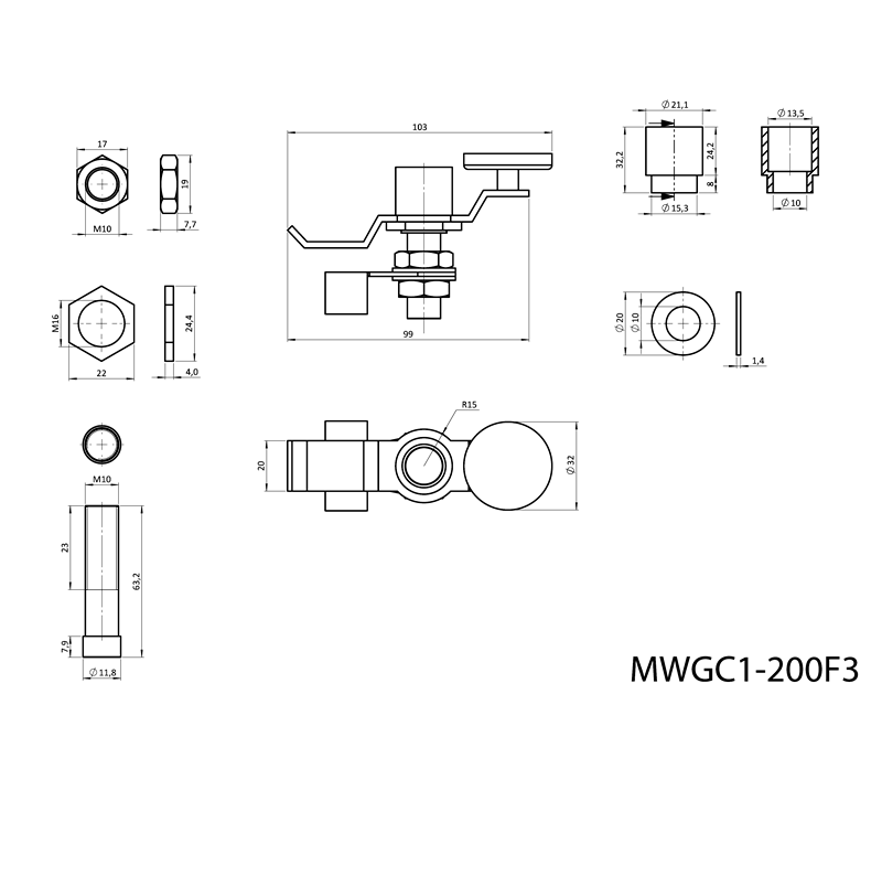 MWGC1-200F2 - magneticka zemniaca svorka, 200A, sila: 30kg, neodymový