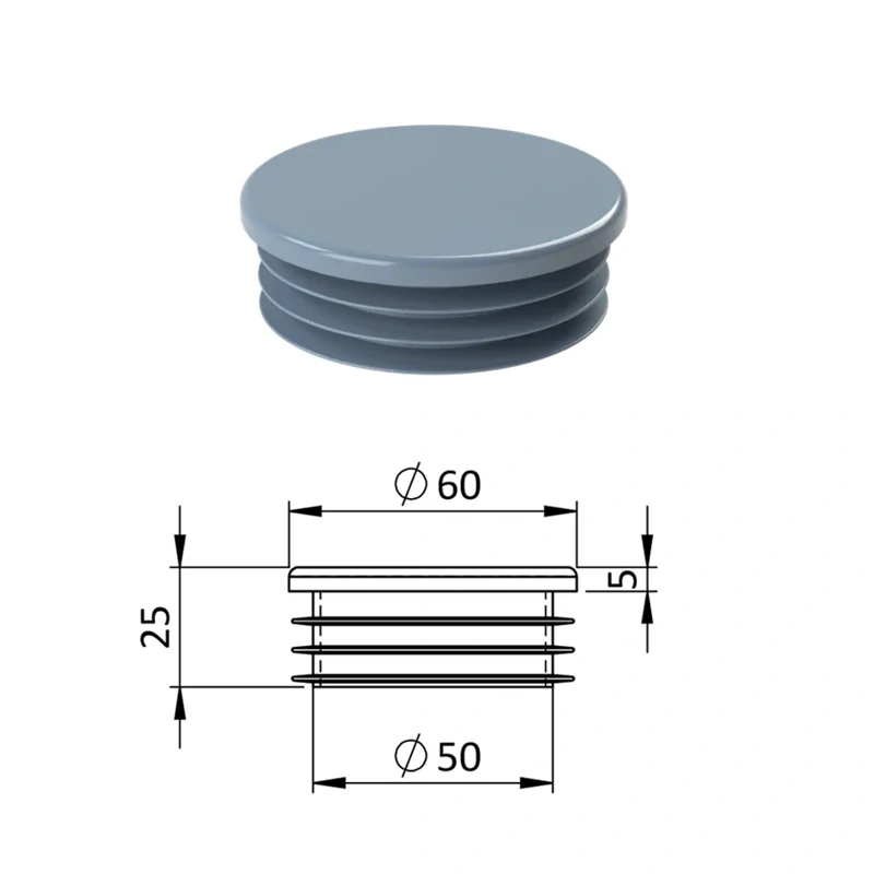 ZO 2 Vnútorná krytka guľatá ø 60 mm, plastová,  Antracit, Biela, Čierna, Šedá