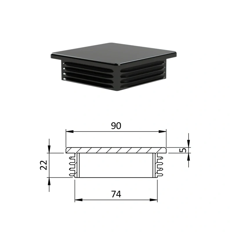ZK90x90 Plastové zátky štvorcové, materiál polyetylén - Antracit, Biela, Čierna, Šedá
