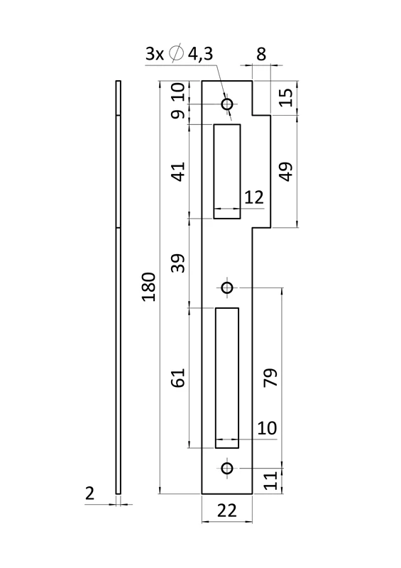 ZP90/85 Zapadací plech pre zámky rady KVN