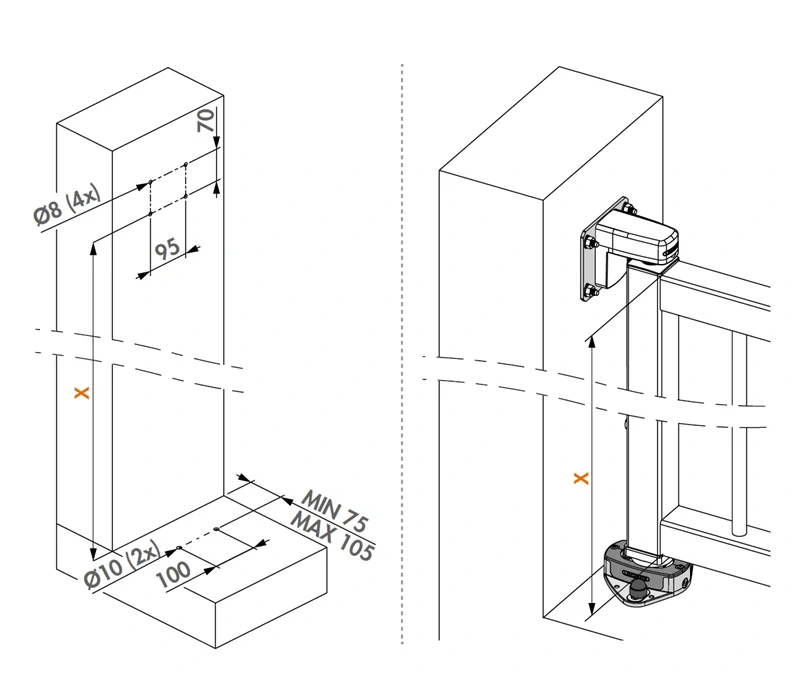 INTERIO-GROUND- LOCINOX® INTERIO-GROUND montážna sada pre uchytenie zatvárača INTERIO na zem