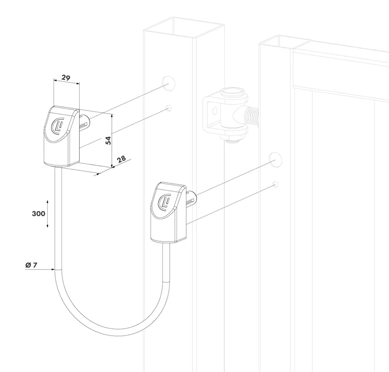 U-SAFE Bezpečnostné lano pre krídlove brány do 500 kg, L = 300 mm
