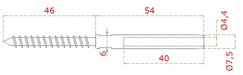 EB2-LD5 Úchyt (lisovací) pre lanko ø 5 mm do dreva, AISI 316