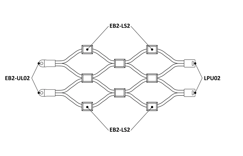 EB2-0201-50x50 Lanková sieť 0,8 x 1 m, oko 50 x 50mm, ø 2 mm, AISI 316