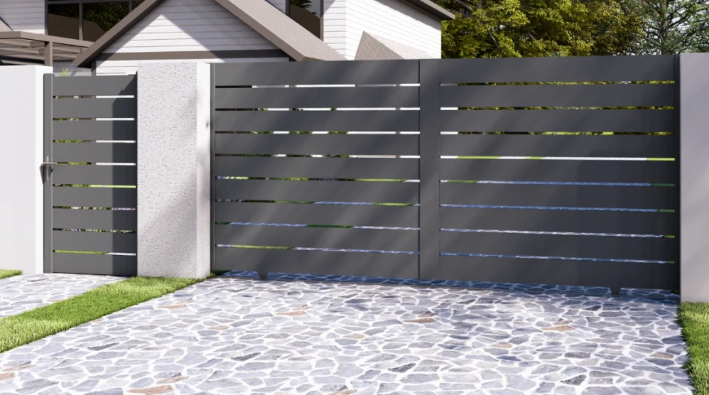 AL-BR-SLI-2 Posuvná brána, hliníková, 4000 x 1803 mm