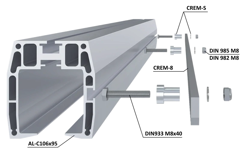 W Set106AL/310 Samonos do 360 kg/6 m, profil 95 x 106 mm, hliník