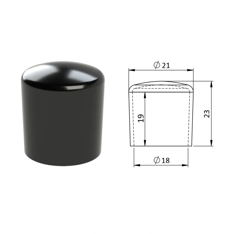 ZZO18 Vonkajšia krytka PVC ø 21 x 23 mm, otvor 18 x 19 mm, čierna