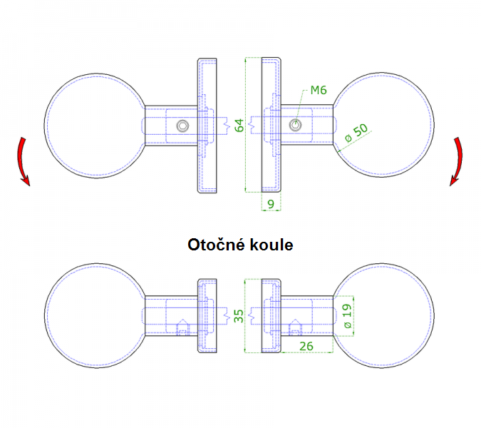 EB1-KGO35P guľa ku kľučke s oválnou rozetou, otočná, bal.: 1 pár, brúsená nerez K320 /AISI304, spodná časť rozety nerez.