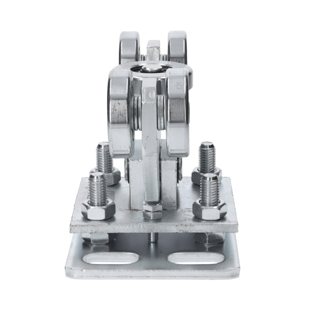 W395P.F2  vozik PICCOLO KLASIK pre C-profil 67x67/69x69mm samonosneho systemu posuvnych bran do 200kg, s nastavitelnou platnou a dorazovou skrutkou sklonu vozika