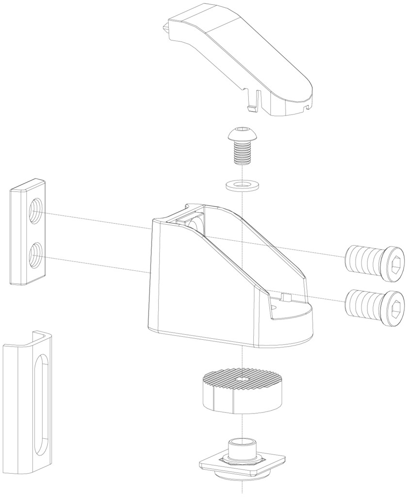 LOCINOX® BEARING HINGE bezúdržbový ložiskový osový záves, otvárateľný 90°, nastaviteľný 2D, kryt z nerezovej ocele