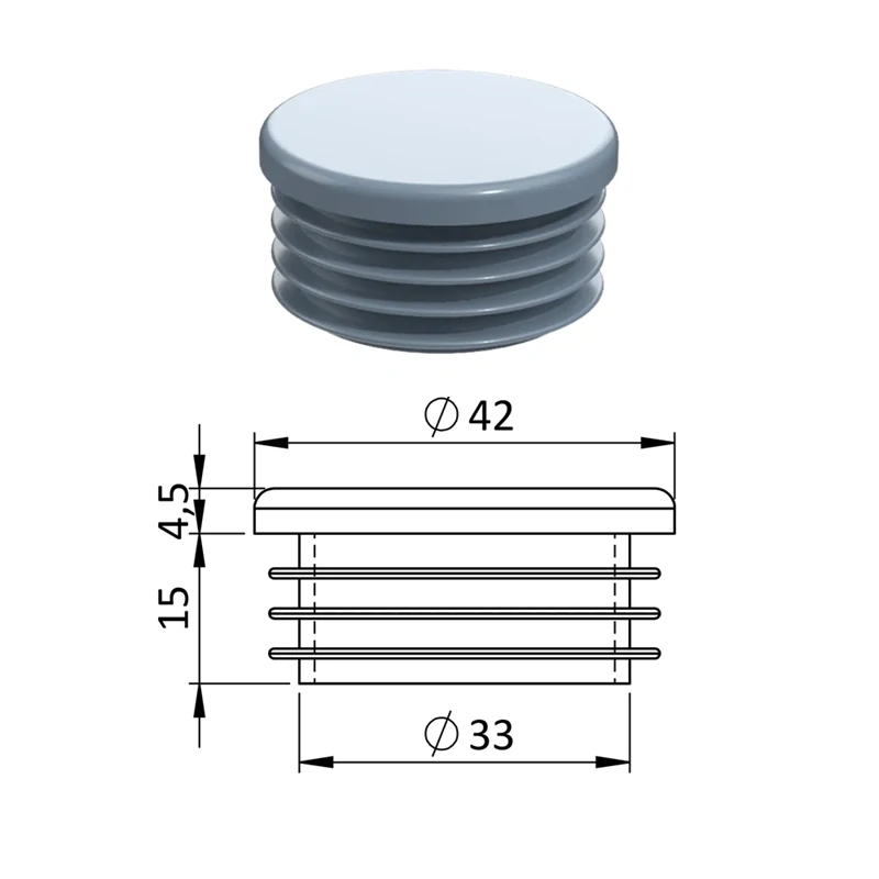 ZO 1 1/4WHITE, Vnútorná krytka guľatá ø 42 mm, plastová Biela, 