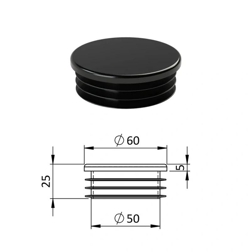 ZO 2 Vnútorná krytka guľatá ø 60 mm, plastová,  Antracit, Biela, Čierna, Šedá