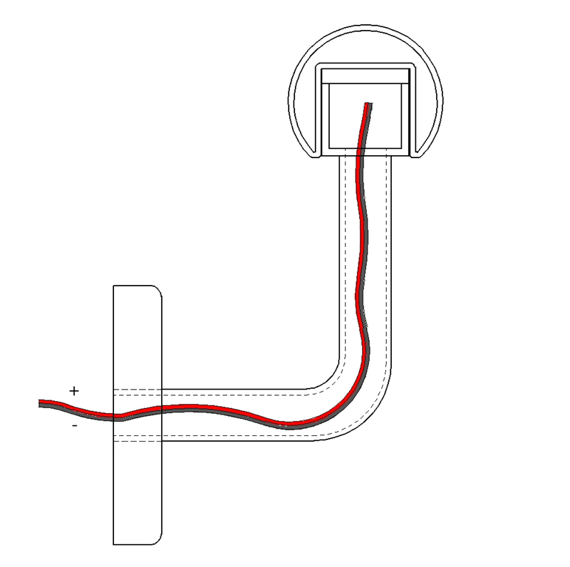 EB1-LDL3 - držiak LED madla na stenu, na madlo EB1-HM42, EB1-JHM40, EB1-JHM60x40, brúsená nerez K320/AISI304