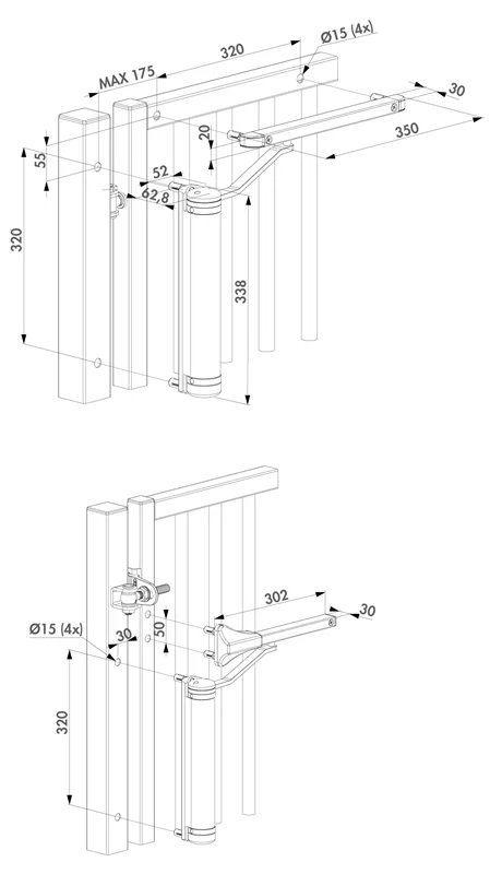LOCINOX® LION hydraulický zatvárač pre krídlové brány do 75 kg / 1,1 m, otvárateľný do 180° / Čierna