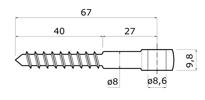 EB1-OLD6 Úchyt do dreva pre držiak lanka, nerez AISI304
